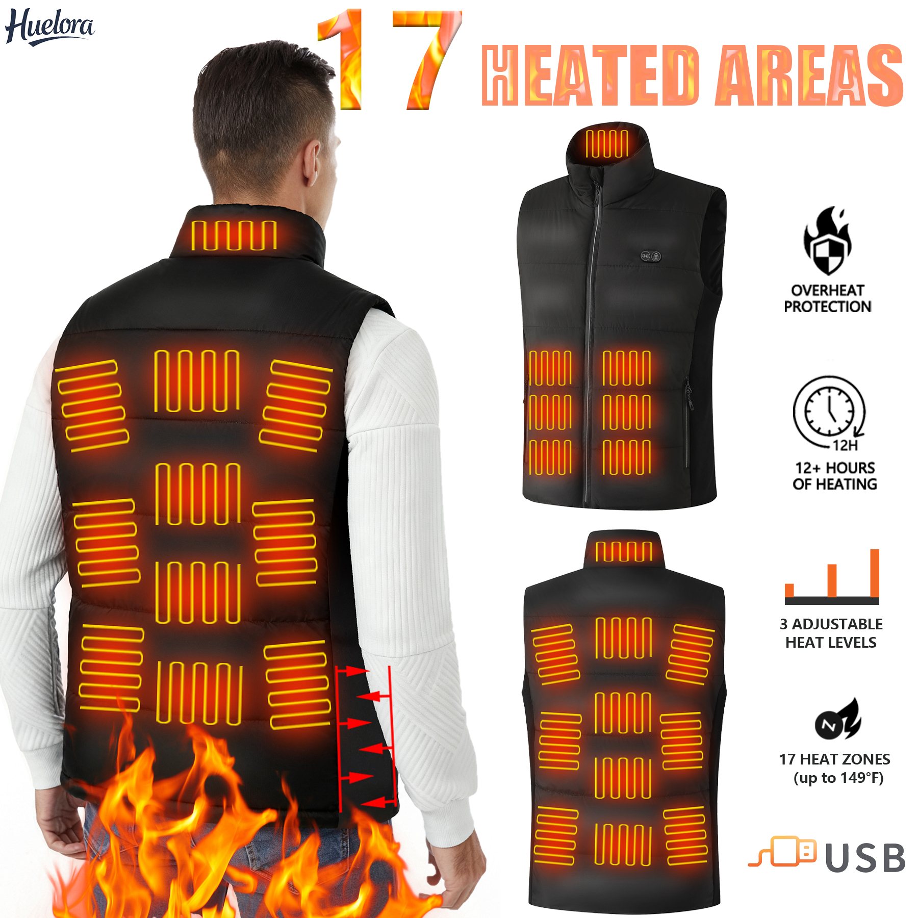 Motorcycle Gear Zone - 17 verwarmingszones USB verwarmd vest voor