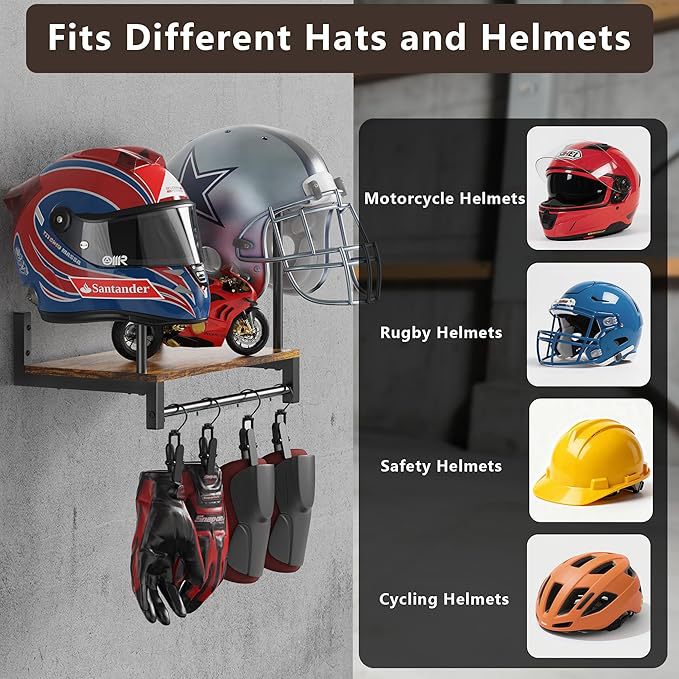 Wandmontage helmhouder houten  - Motorcycle Gear Display Rack recensie en prijs
