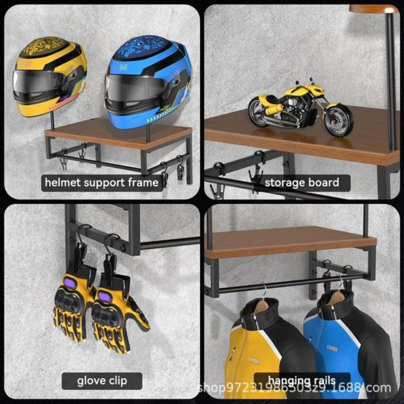 Wandmontage houten helmhouder  - Motorcycle Gear Display Rack recensie en prijs